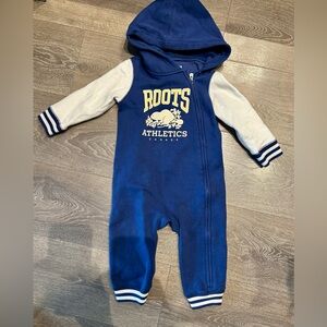 Roots Kids Blue and White Hooded Footie